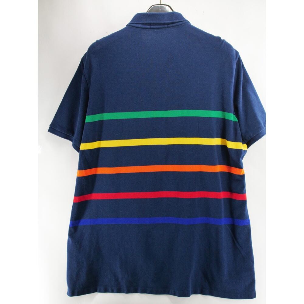 Polo Ralph Lauren Mens 2XL Blue Stripes Cotton Short Sleeve Shirt Classic Fit - Picture 8 of 8